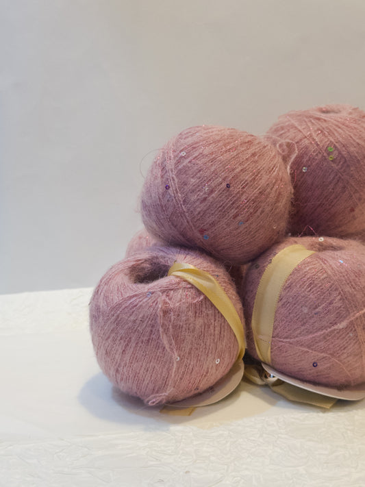 Kanebo Silk Mohair - Pink with Sequins 40g